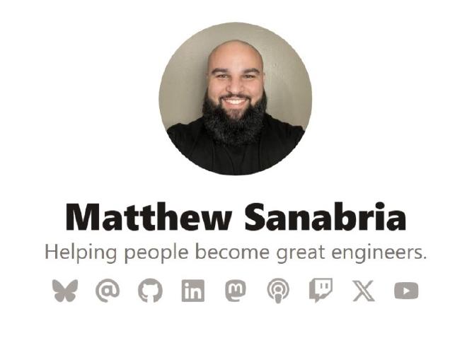 A screenshot of Matthew Sanabria's website.